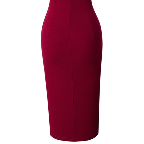 Asymmetrical Neck Short Sleeve Slit Dress - Picture 7 of 7